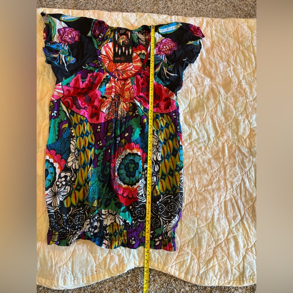 E4 Desigual Multicolor Floral Boho Blouse Size L - Picture 3 of 10